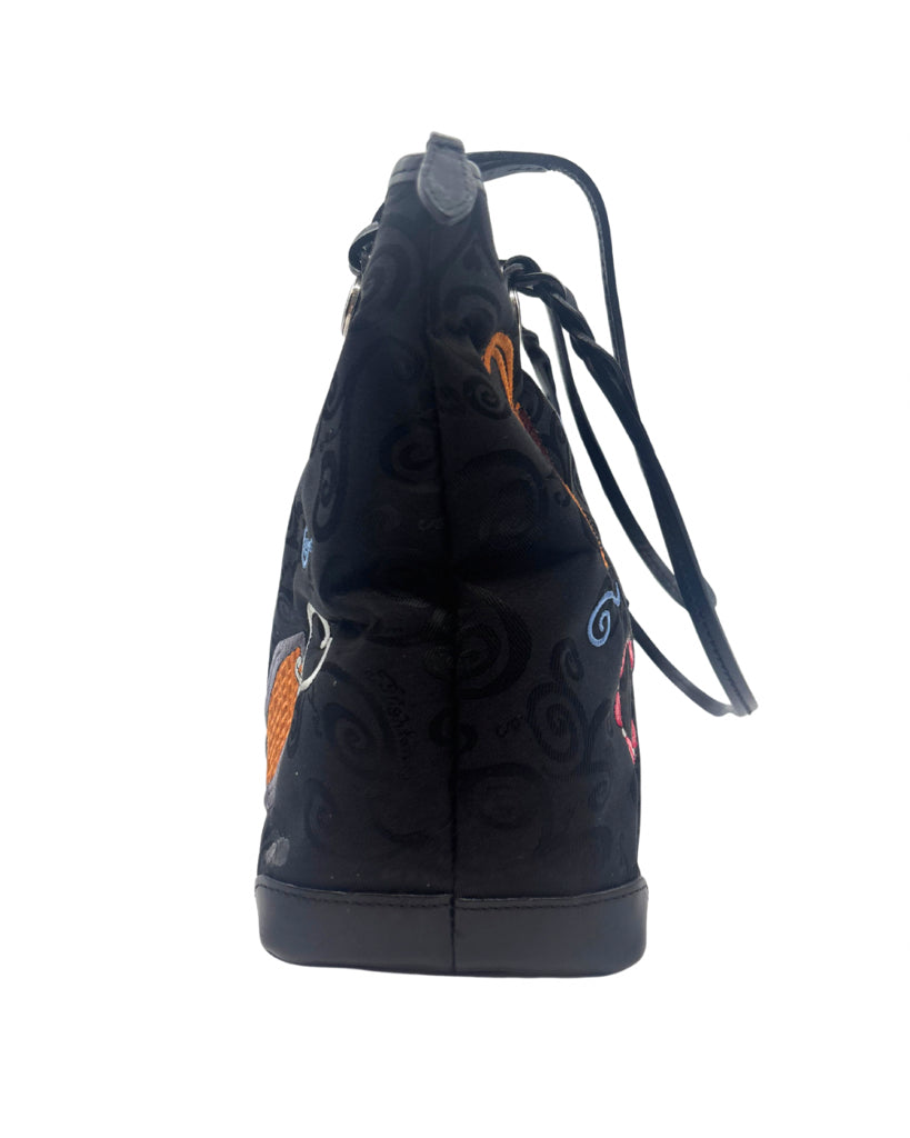 Brighton Black Embrioder Patch Tote Bag