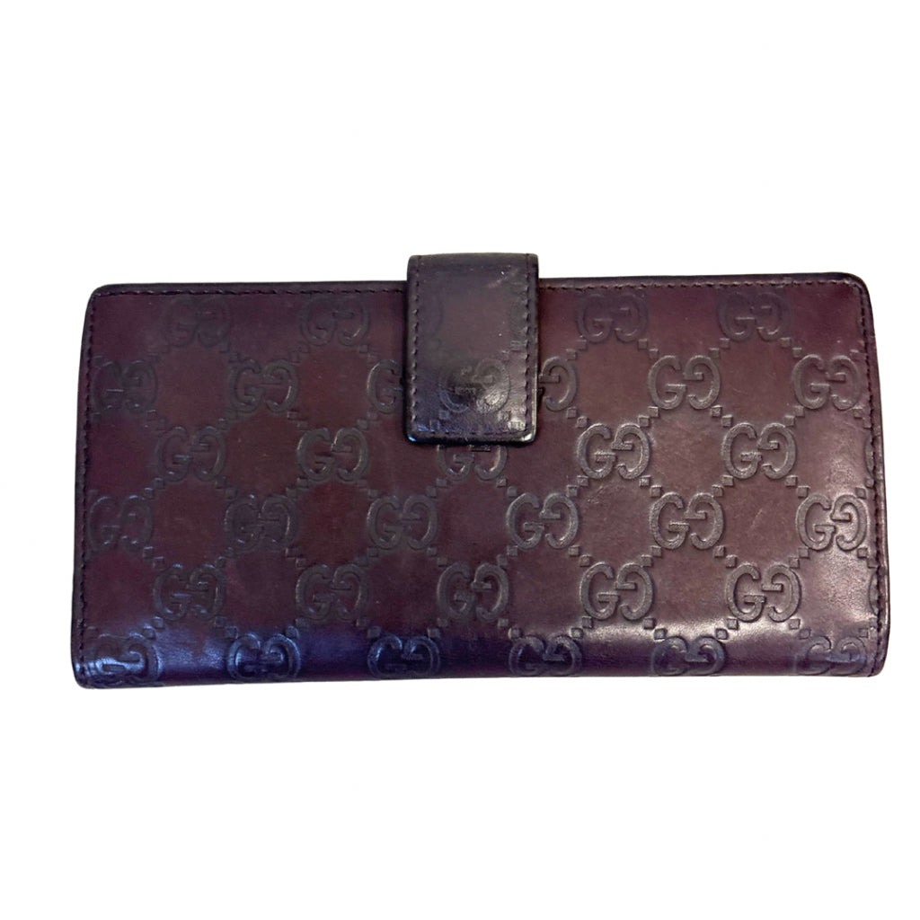 Gucci Brown Leather Monogrammed Wallet