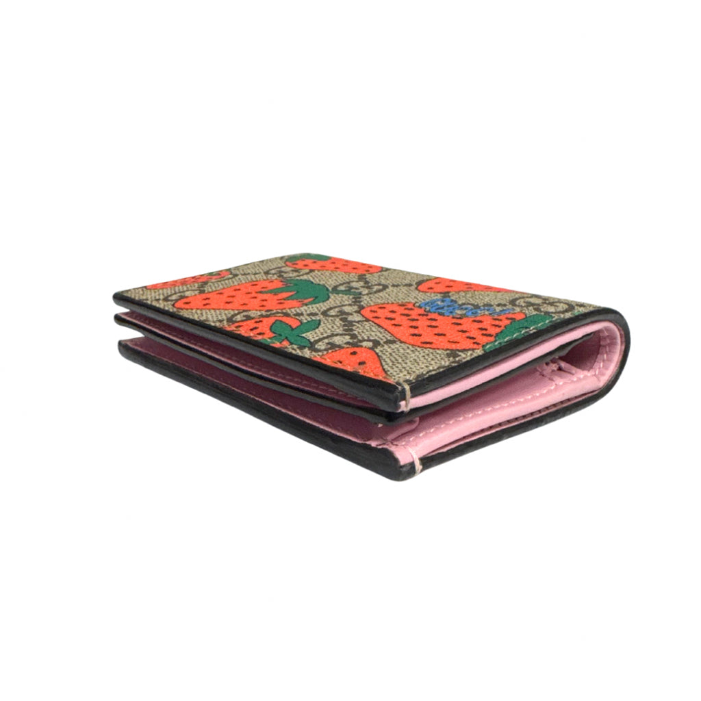 Gucci Monogram Wallet with Strawberry Print