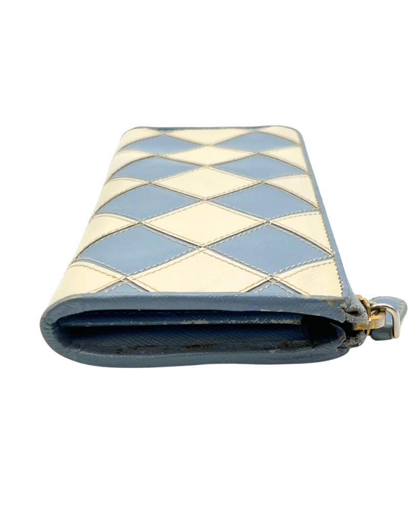 Prada Leather Diamond Zip Wallet