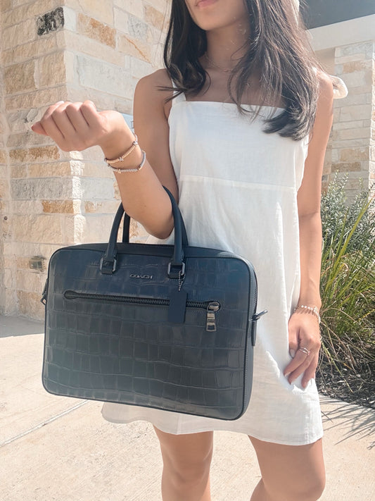 Coach Blue Ethan Slim Briefcase