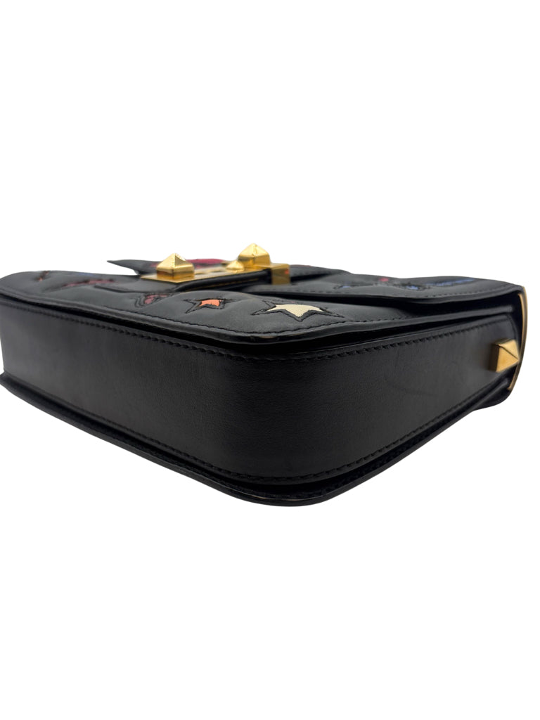 Valentino Black Butterfly & Star Flap Bag