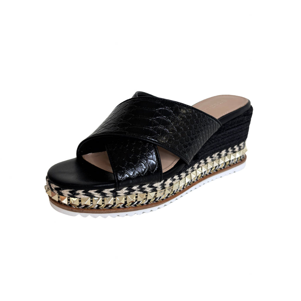 BCBG Size 7.5 Black Espadrille Wedge