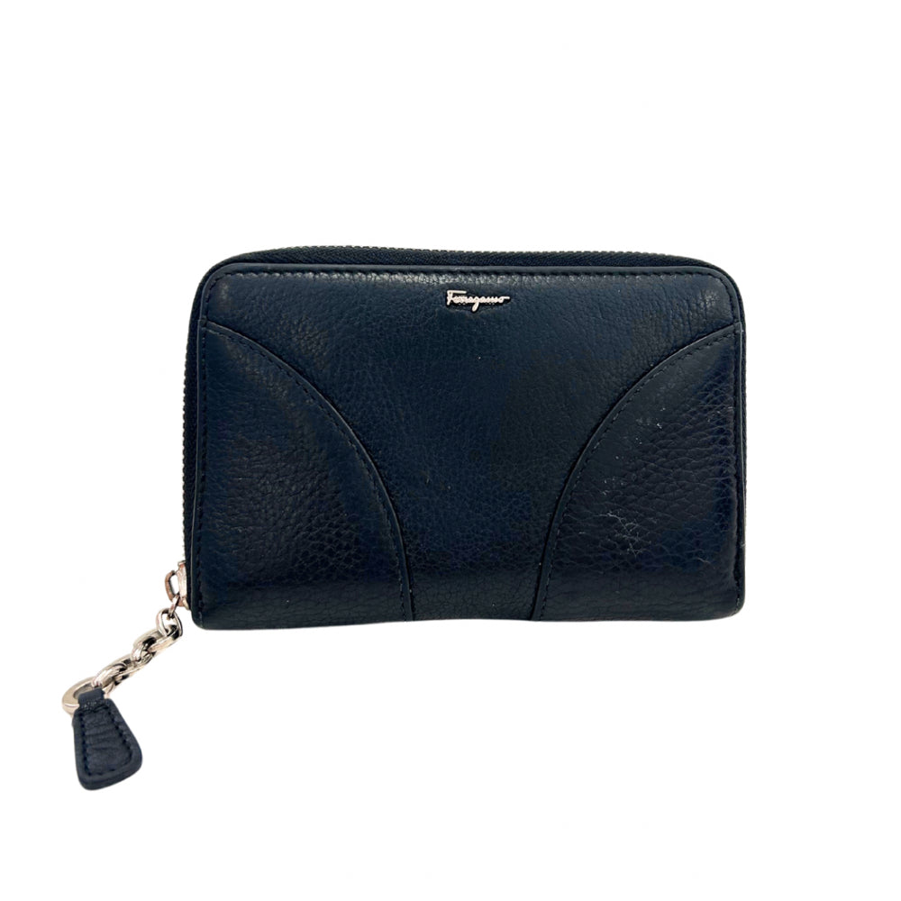 Salvatore Ferragamo Black Zippy Wallet