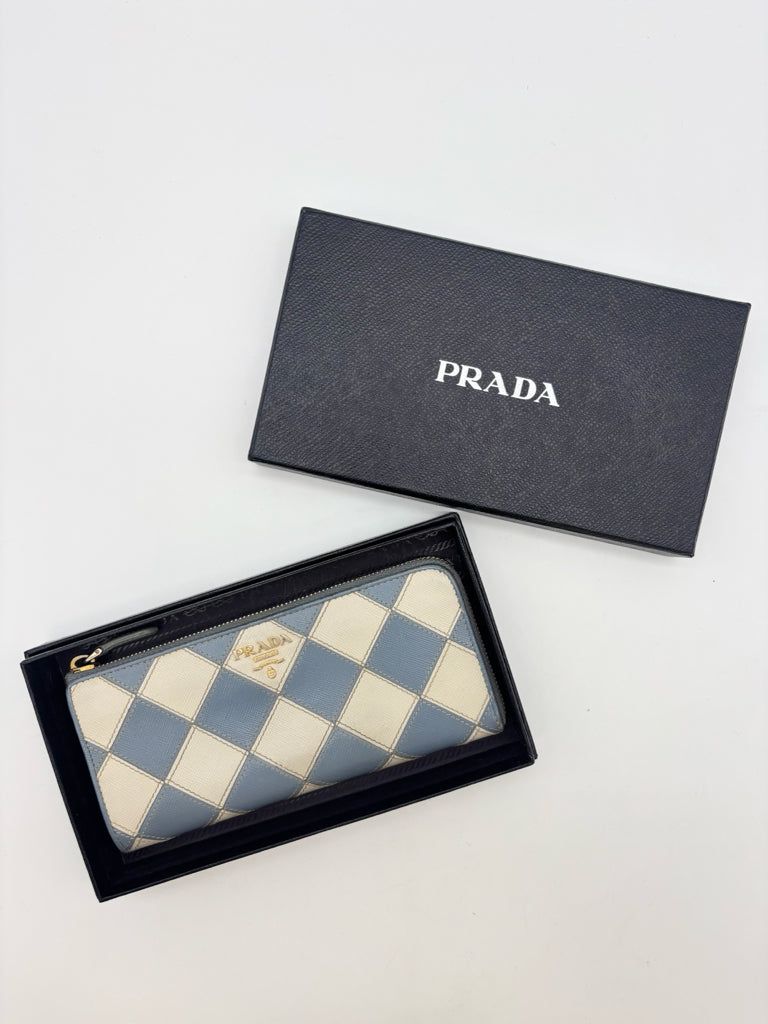Prada Leather Diamond Zip Wallet