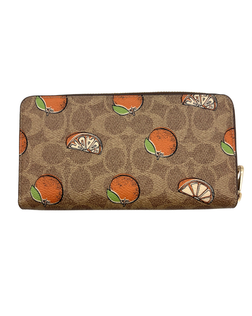Coach Monogramed  Orange Zippy Wallet