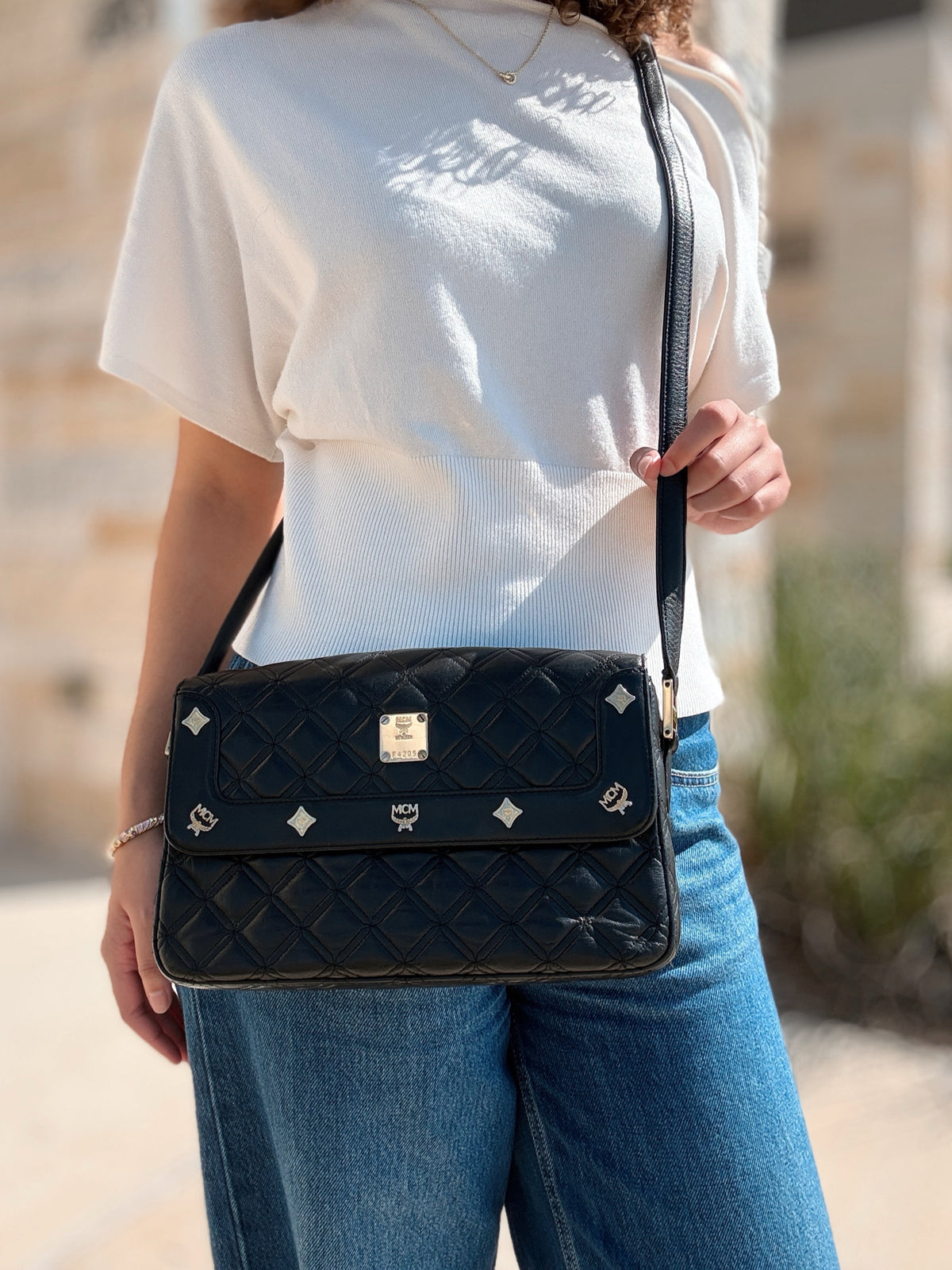 MCM Black Quilited Crossbody