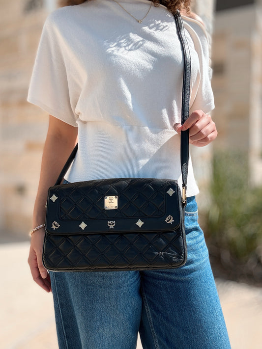 MCM Black Quilited Crossbody
