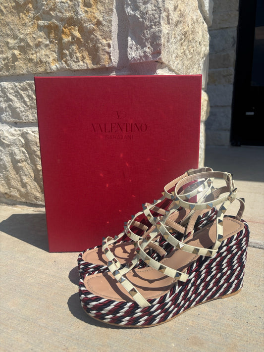 Valentino Size 39 Red White and Blue Shoes