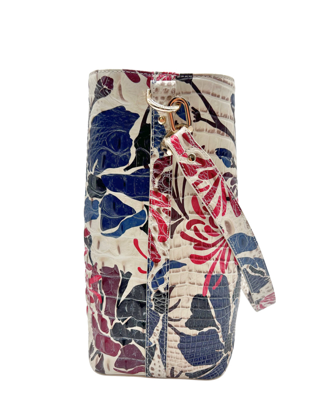 Brahmin White Floral Bucket Bag
