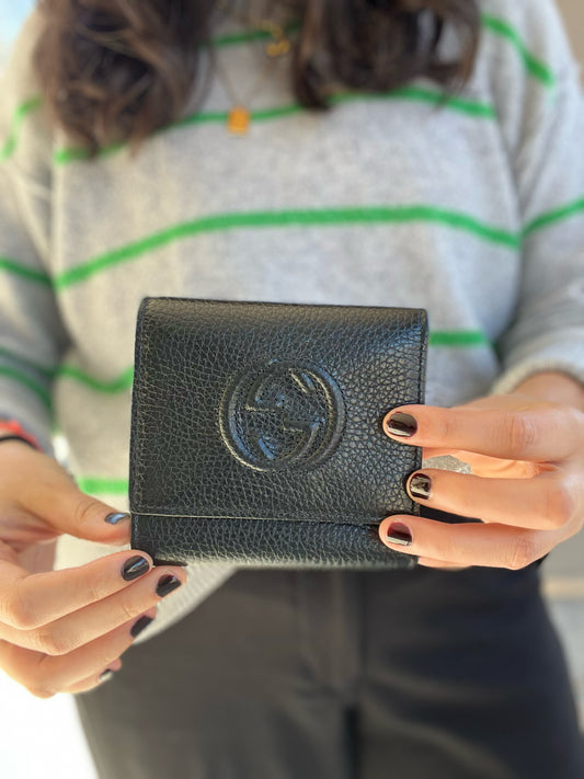 Gucci Black Pebble Leather Wallet