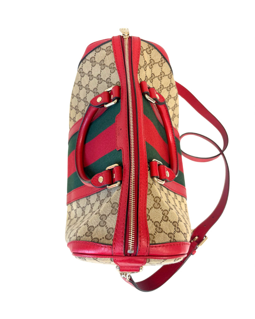 Gucci Red Leather Boston Bag