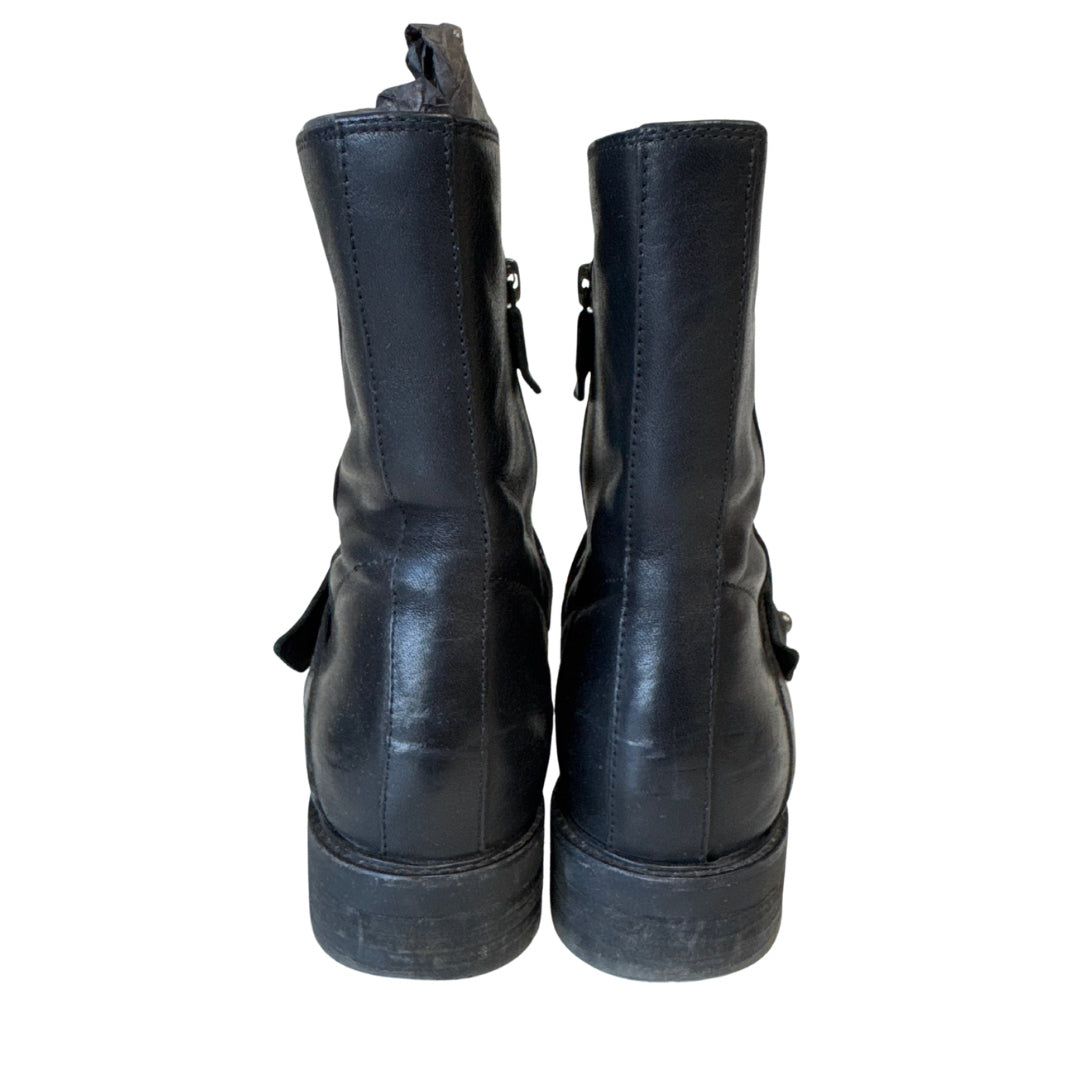 Eileen Fisher Size 7.5 Black Moto Boots