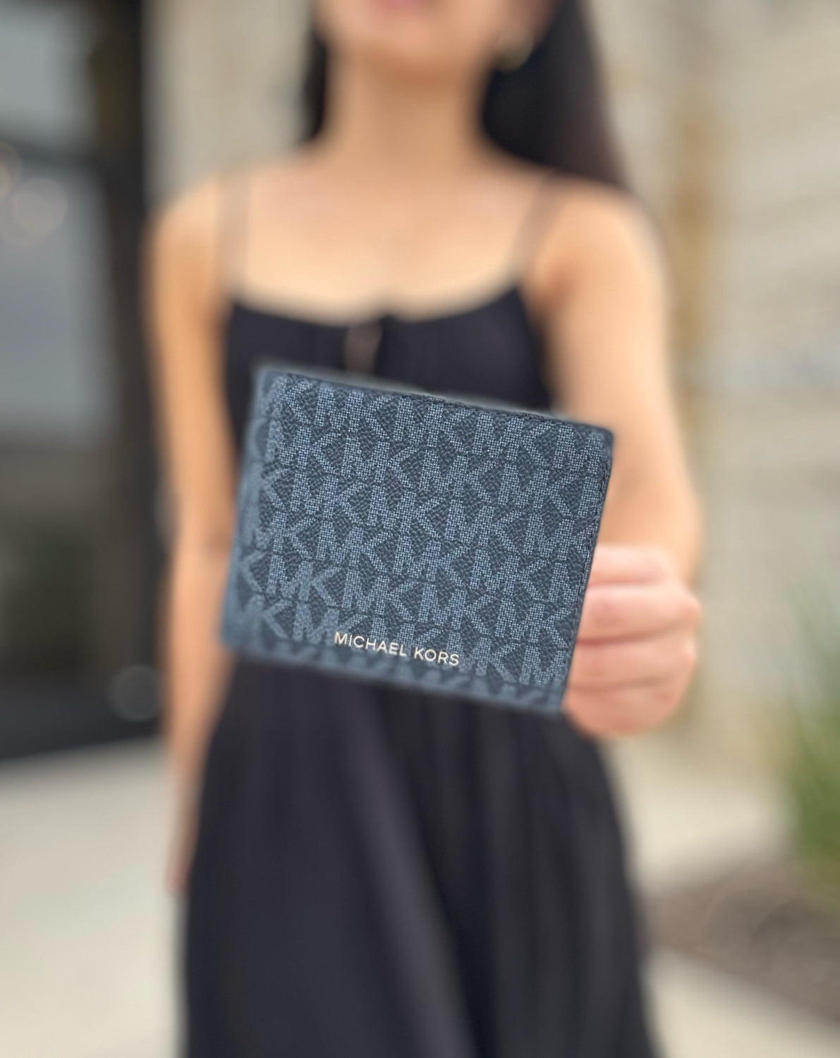 Michael Kors Blue Monogram Bi-Fold Wallet