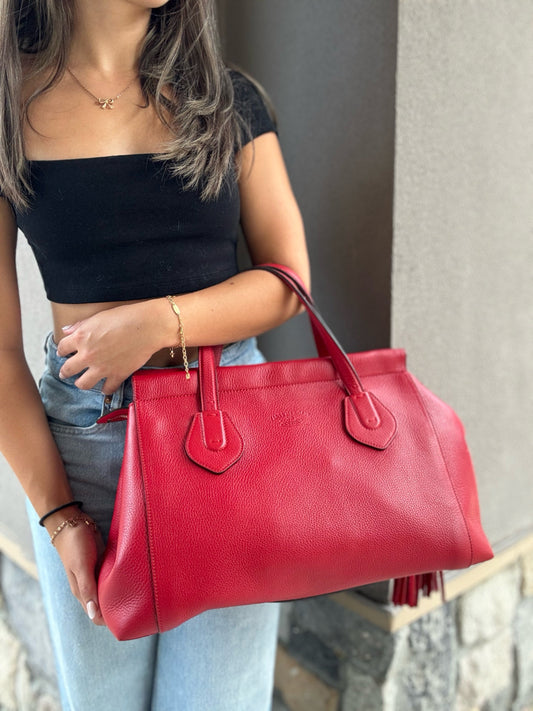 Gucci Red Leather Tote