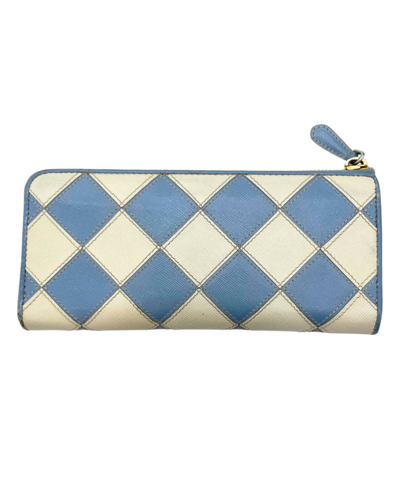 Prada Leather Diamond Zip Wallet