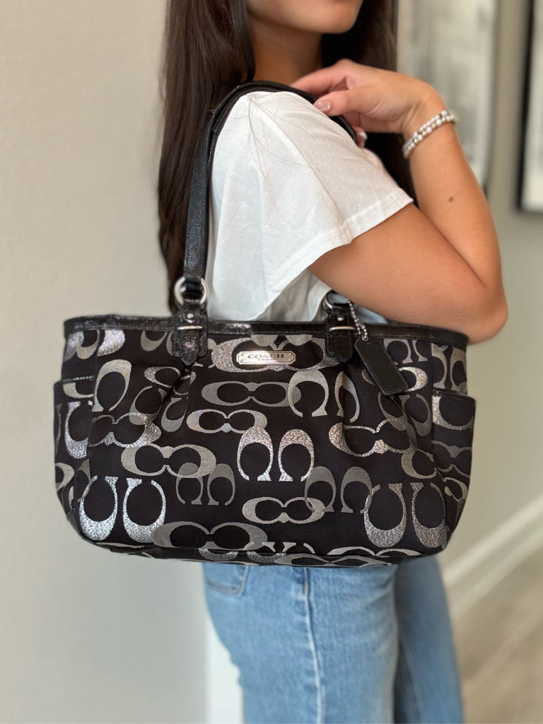 Coach Black Monogrammed Tote