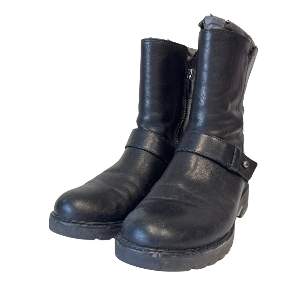 Eileen Fisher Size 7.5 Black Moto Boots