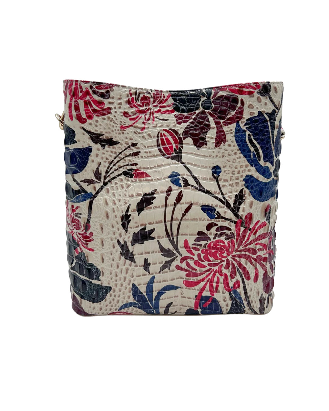 Brahmin White Floral Bucket Bag