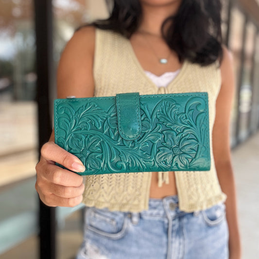 Patricia Nash Teal Long Wallet