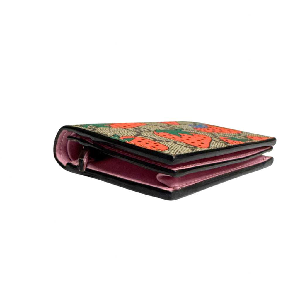 Gucci Monogram Wallet with Strawberry Print