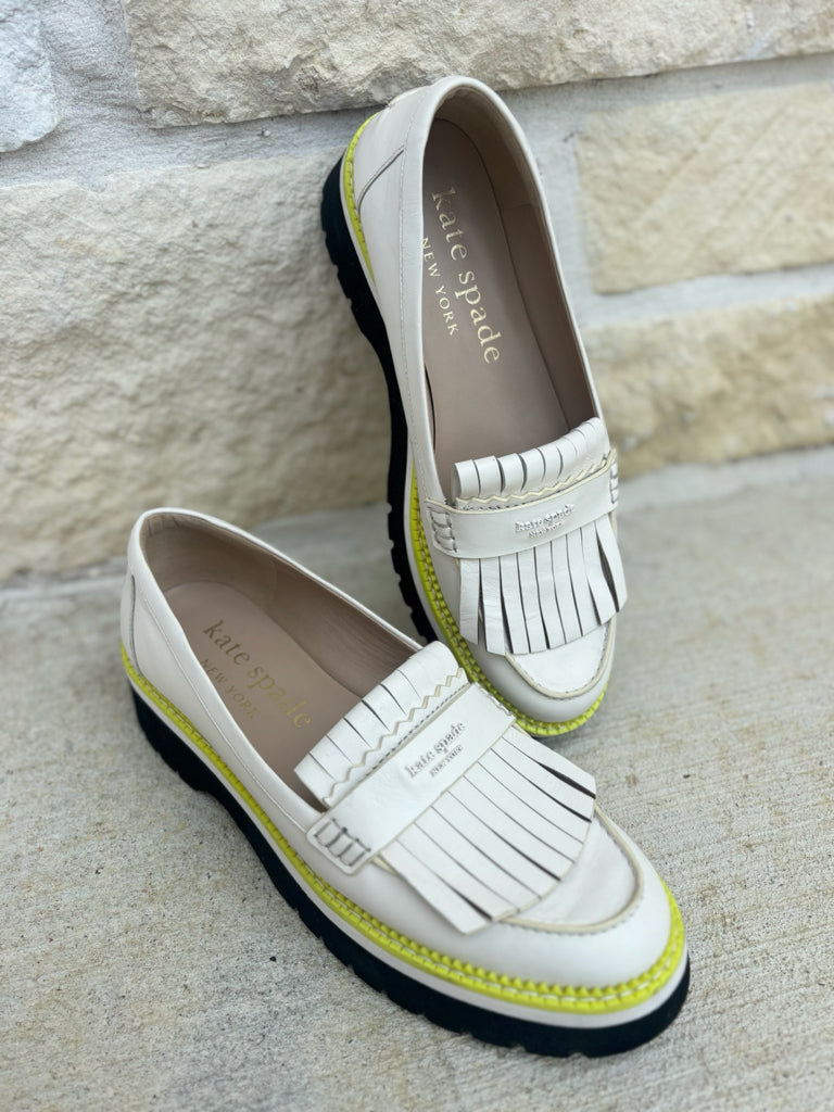 Kate Spade Size 11 White Caddy Loafers