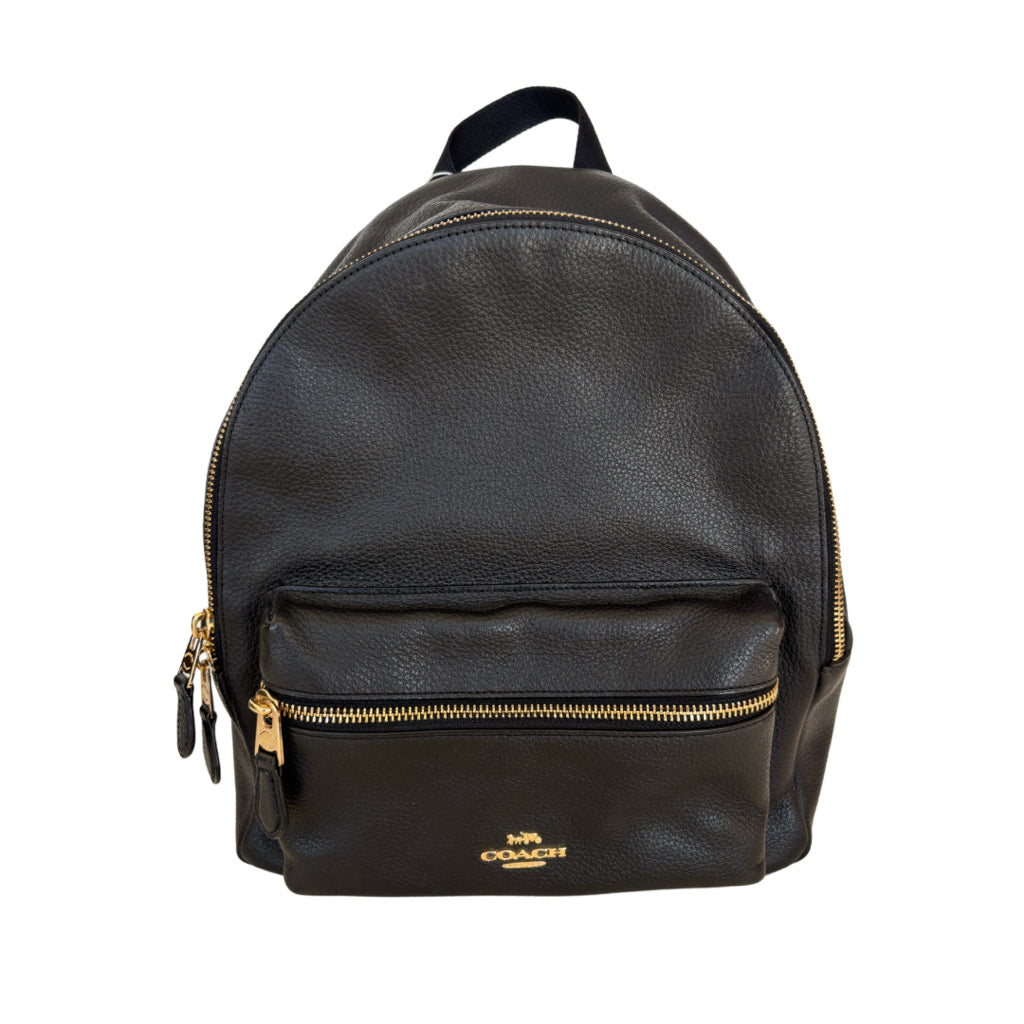 Coach Black Pebble Leather Backpack