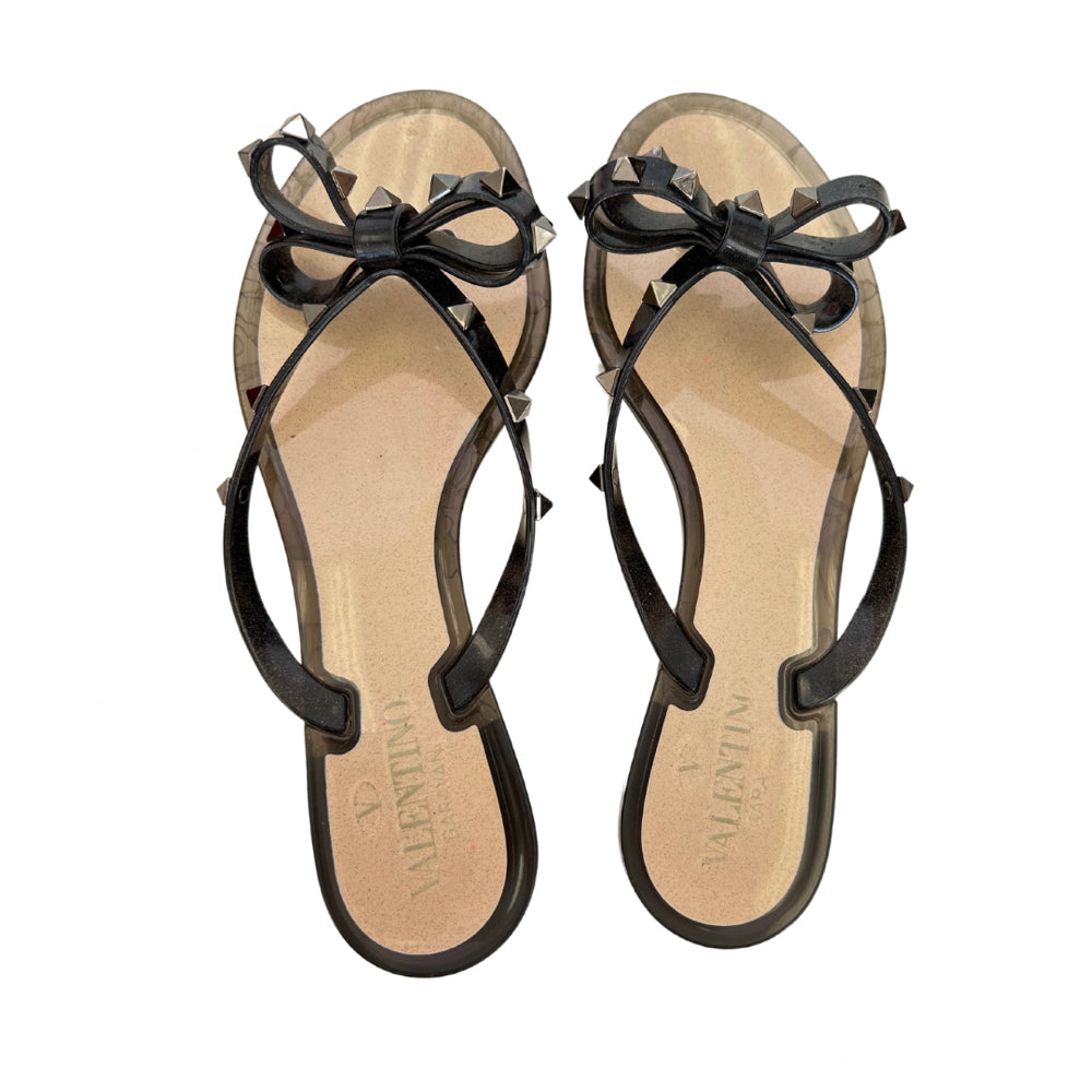 Valentino Size 38 Black Jelly Sandals *Fits US Women's Size 7.5*