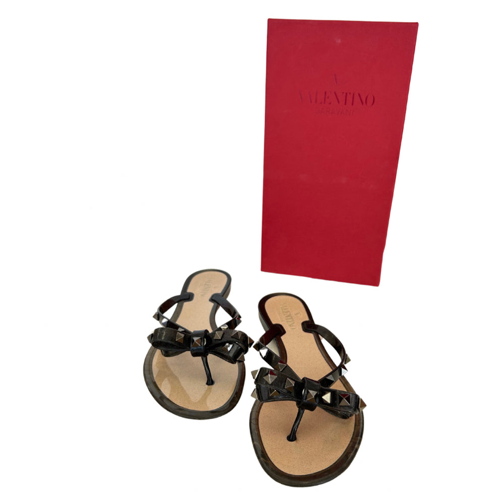 Valentino Size 38 Black Jelly Sandals *Fits US Women's Size 7.5*